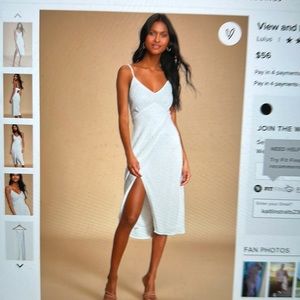 White Tie Back Midi Dress in Medium